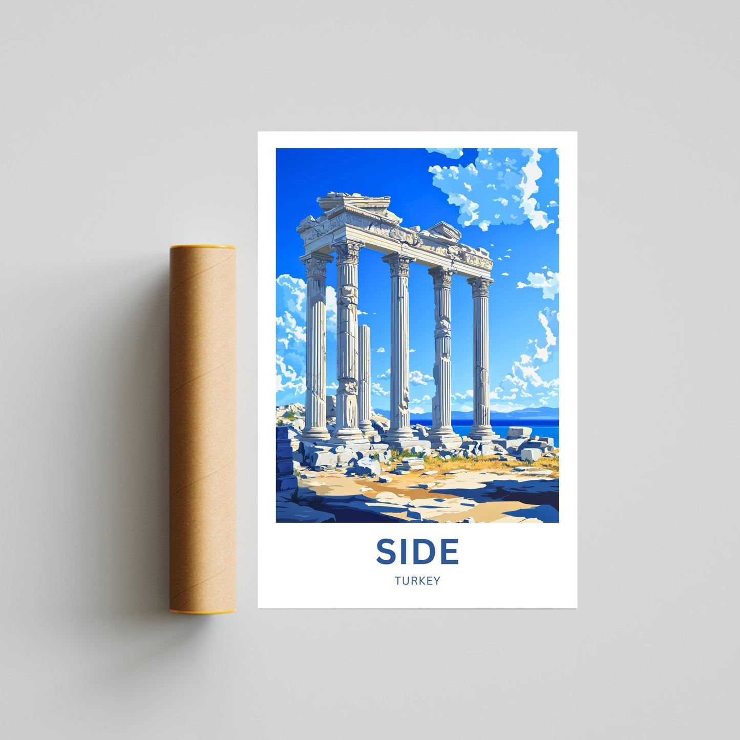 Side, Turkey Travel Poster - Discover Ancient Apollo’s Temple