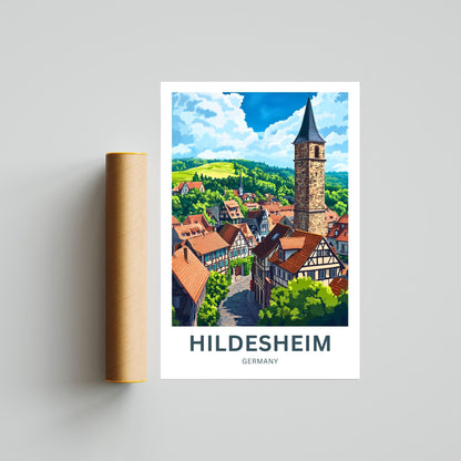 Hildesheim Travel Poster- Germany Village Street