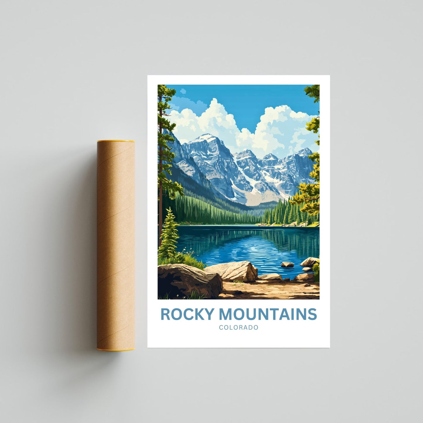 Rocky Mountains Travel Poster - Stunning Alpine Scenery