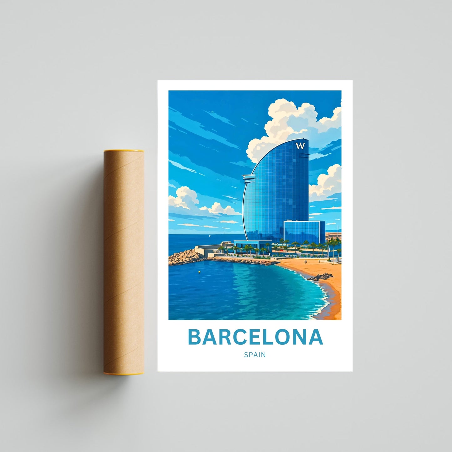 Barcelona Travel Poster  - Spain Skyline Icon