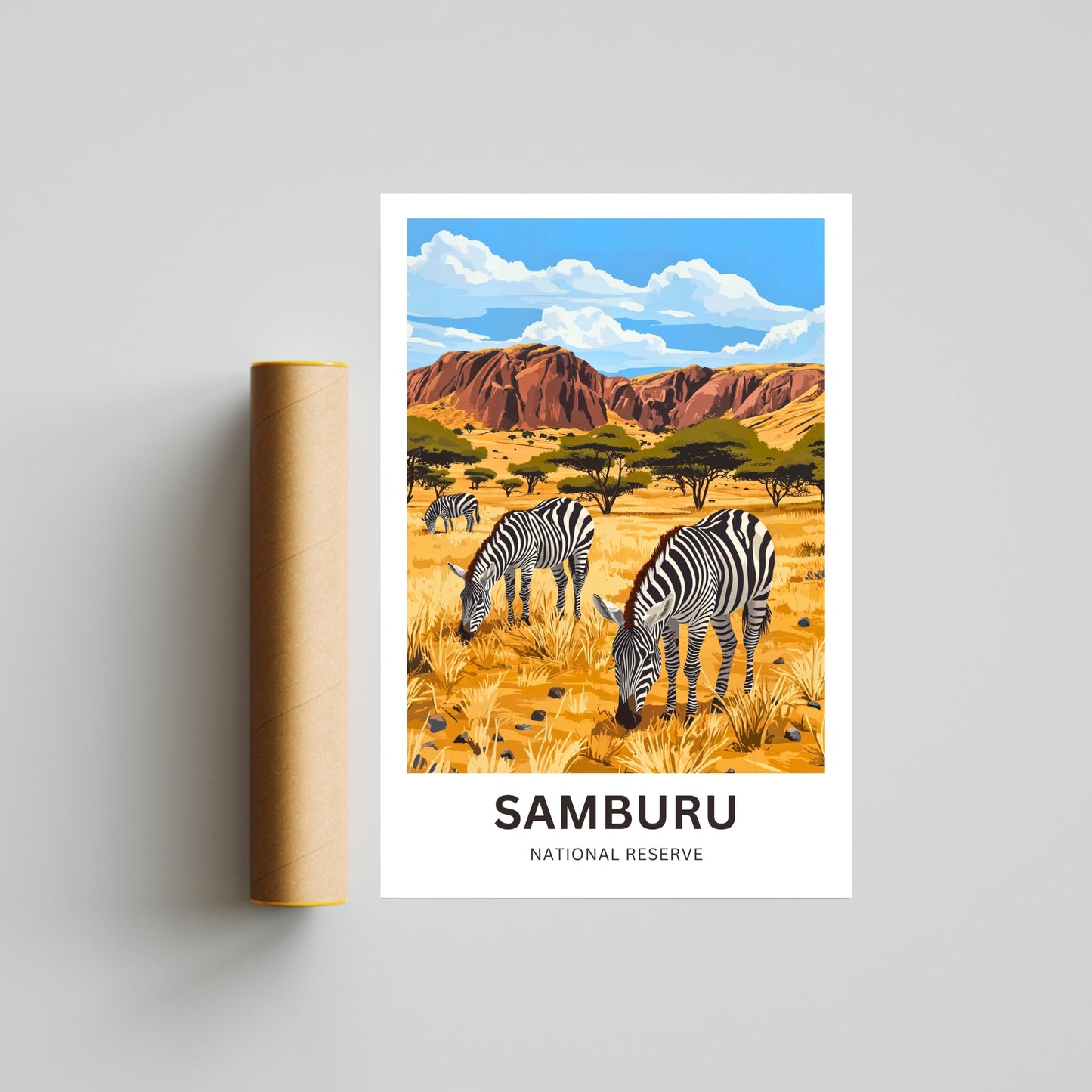 Samburu National Reserve Travel Poster - The Wild Life of Kenya