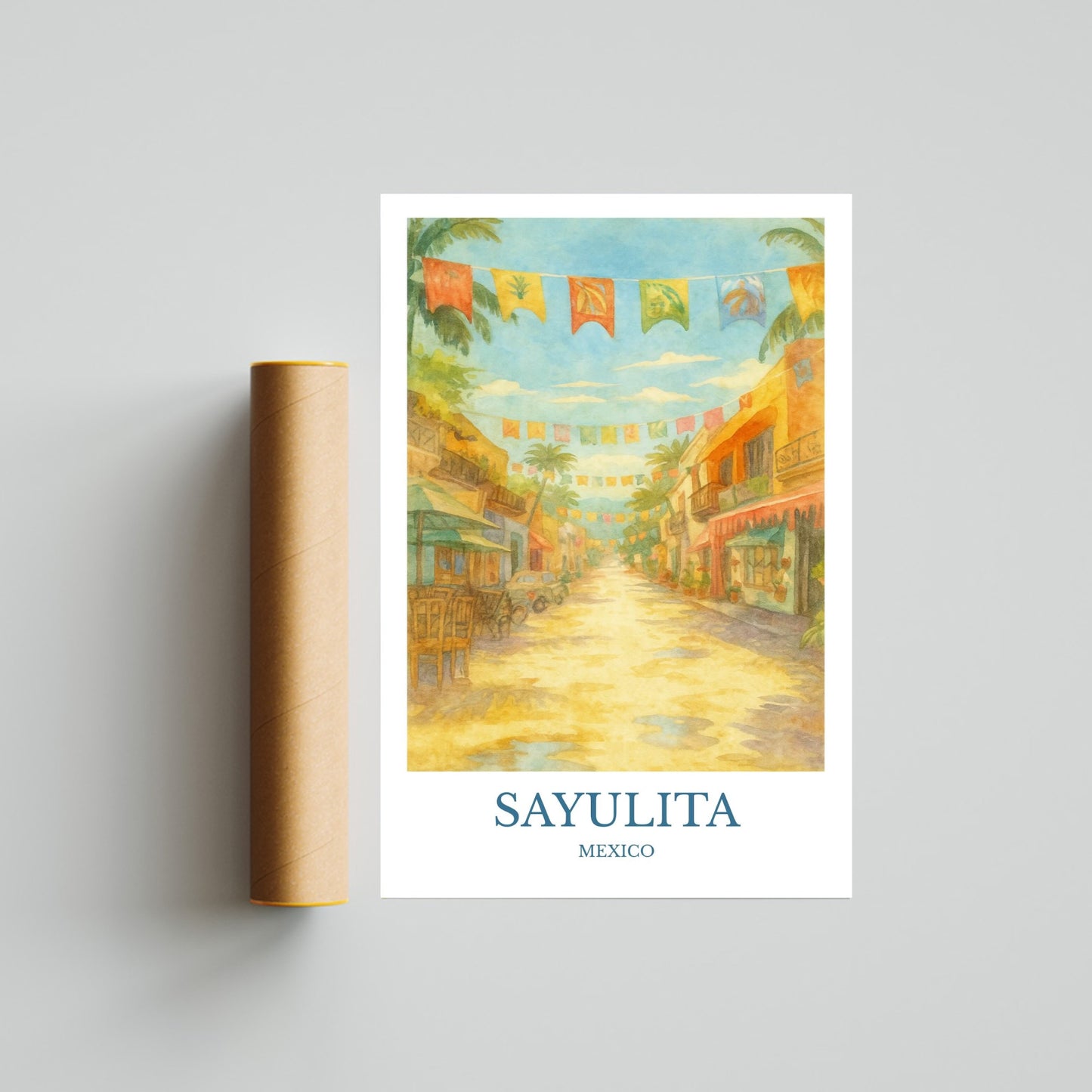 Sayulita, Watercolor design poster, Mexico Print, Sayulita Wall Art
