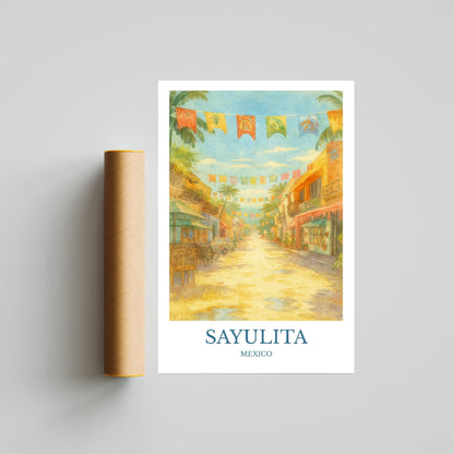 Sayulita, Watercolor design poster, Mexico Print, Sayulita Wall Art