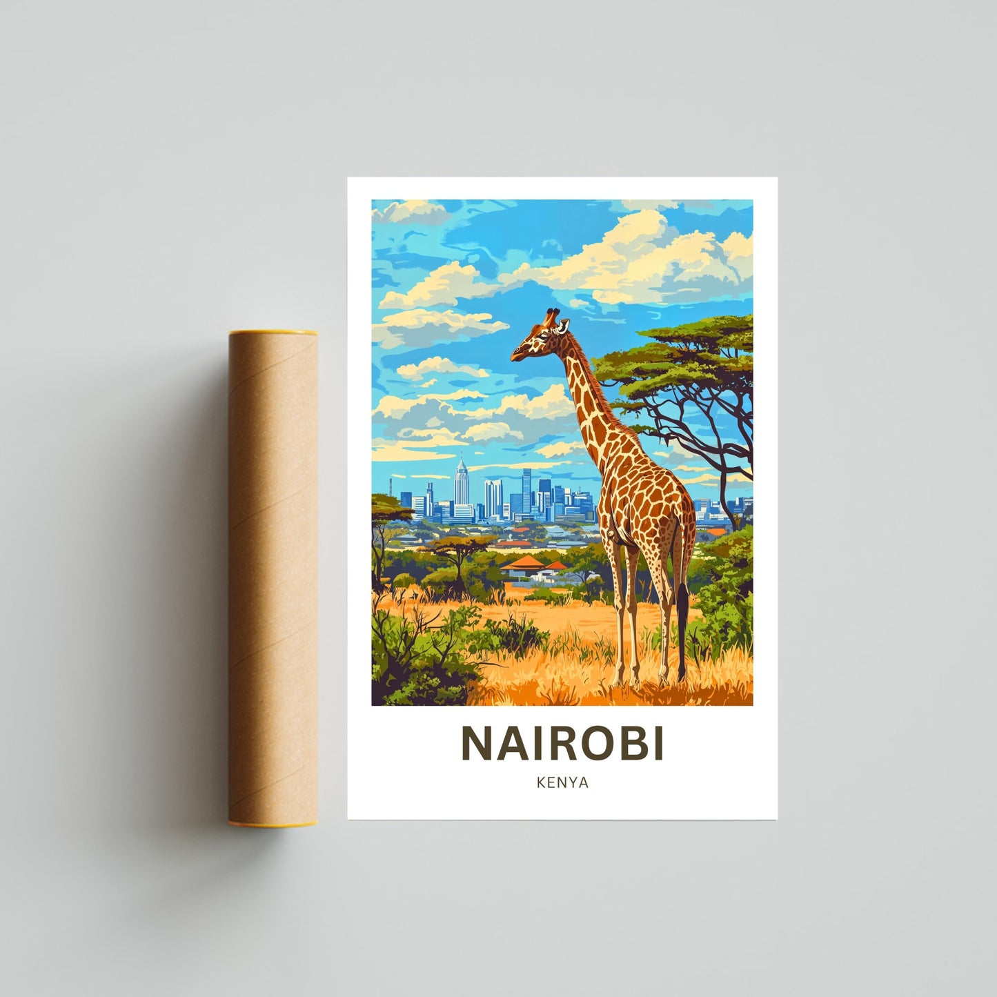 Nairobi Travel Poster - Captivating Zebra and City