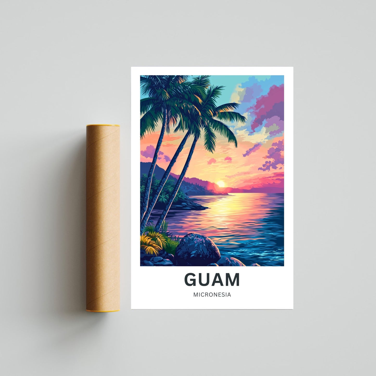 Guam Travel Poster - Mesmerizing Paradise Sunset, US Island Territory