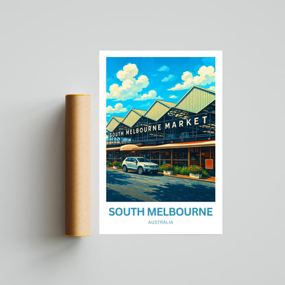 South Melbourne Market Travel Poster  - Australia