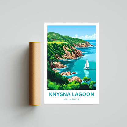Knysna Lagoon Travel Poster - Lush Forested Surroundings
