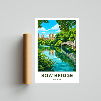 Bow Bridge  Travel Poster - Central Park Reflections