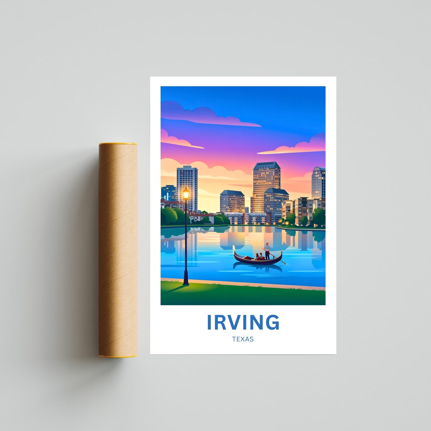 Las Colinas Irving, Texas Travel Poster - Lake Carolyn