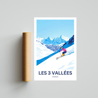 Les 3 Vallées Travel Poster