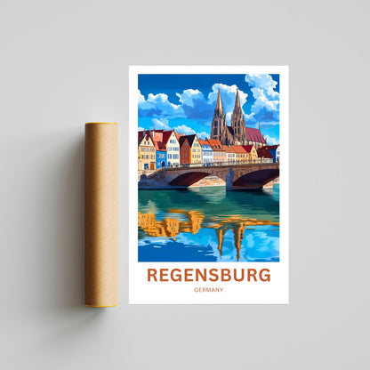 Regensburg Travel Poster -  Danube River