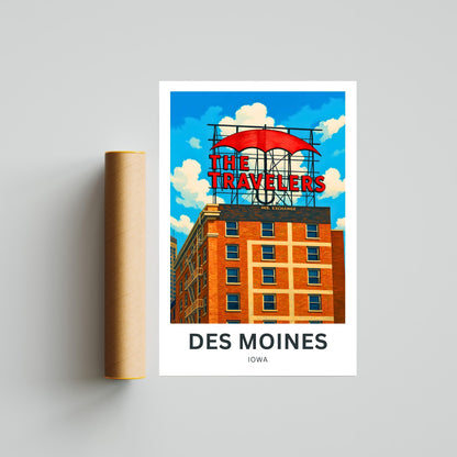 Des Moines Travel Poster - Iowa