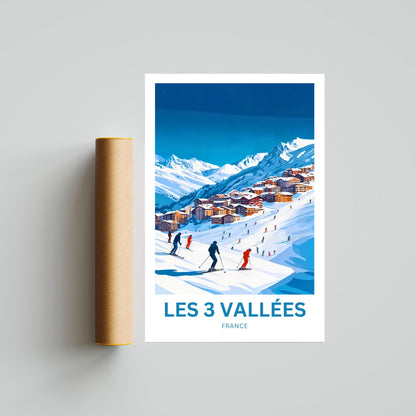 Les 3 Vallées Travel Poster - Classic French Alps