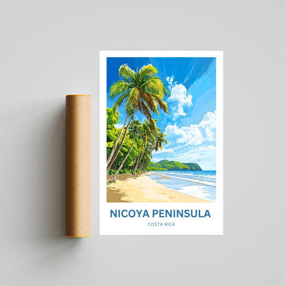 Nicoya Peninsula Travel Poster  - Mesmerizing Sandy Beach Costa Rica