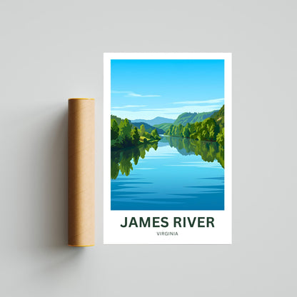 James River Travel Poster - Virginia Serene Water