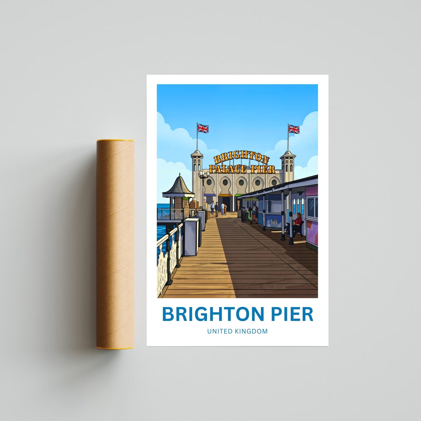 Brighton Pier Travel Poster - Coastal Attraction
