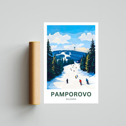 Pamporovo Ski Travel Poster - Bulgaria  Winter Playground