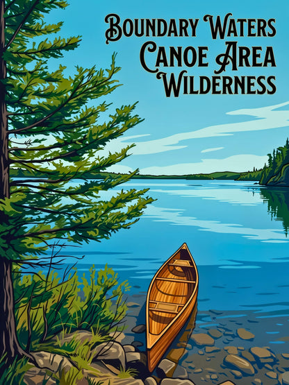 Boundary Waters Canoe Area Wilderness Vintage Travel Poster