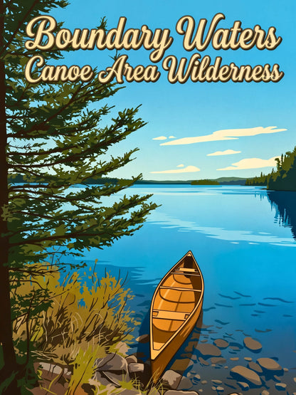 Boundary Waters Canoe Area Wilderness Vintage Travel Poster - Minnesota