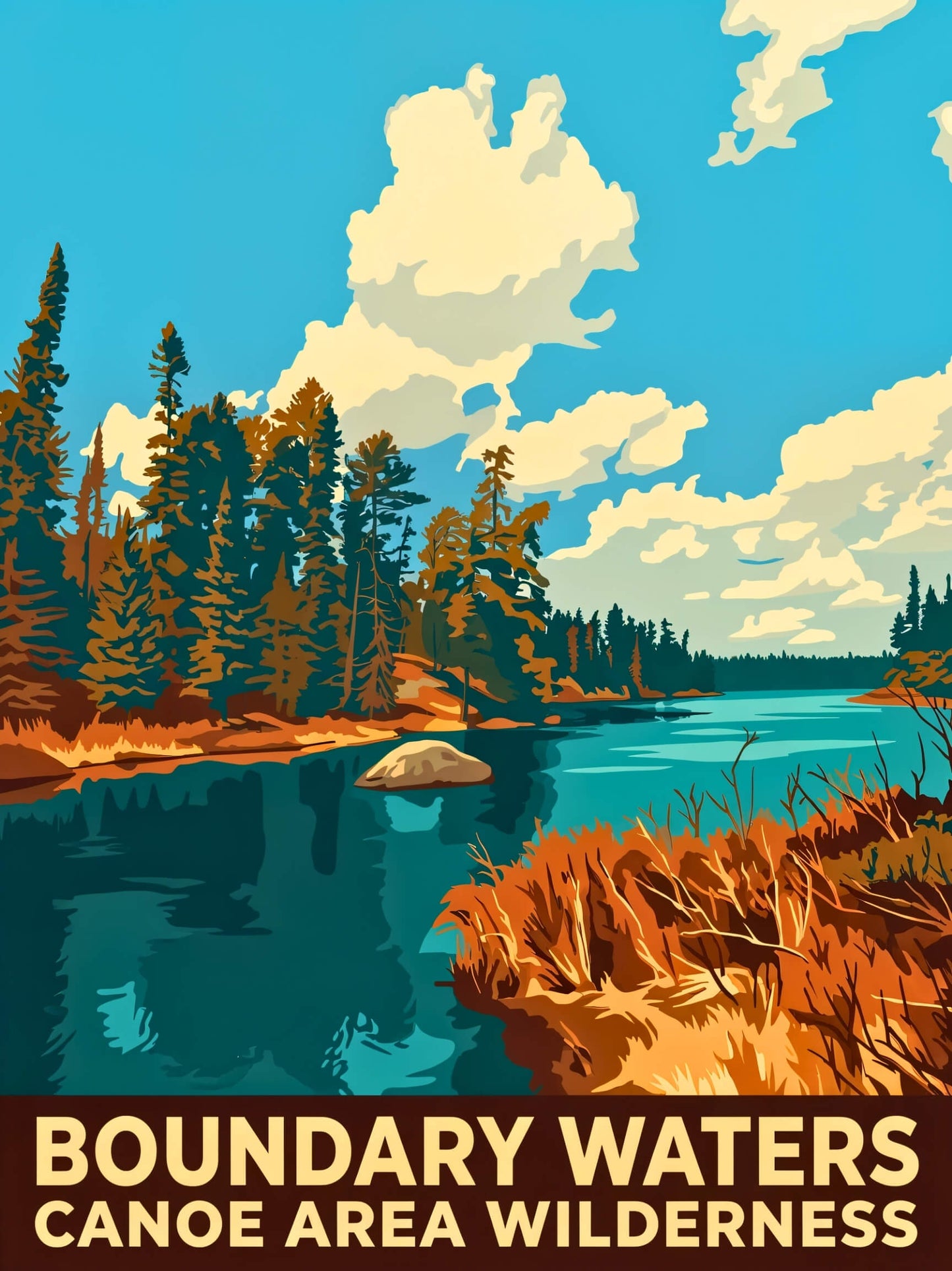 Boundary Waters Canoe Area Wilderness Vintage Travel Poster  - Escape