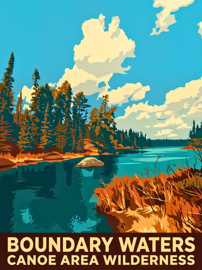 Boundary Waters Canoe Area Wilderness Vintage Travel Poster  - Escape