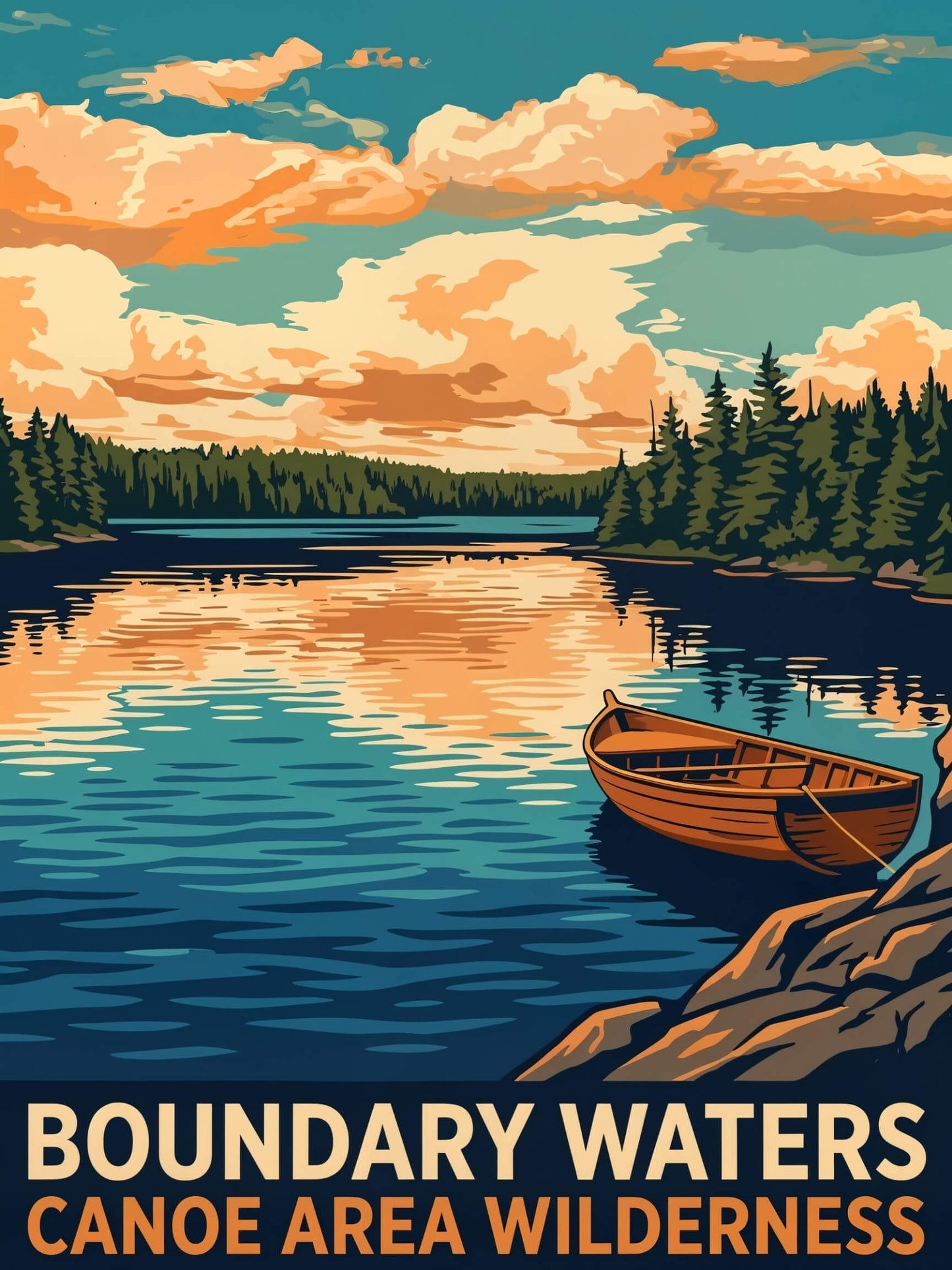 Boundary Waters Canoe Area Wilderness Vintage Travel Poster - Minnesota’s Wilderness