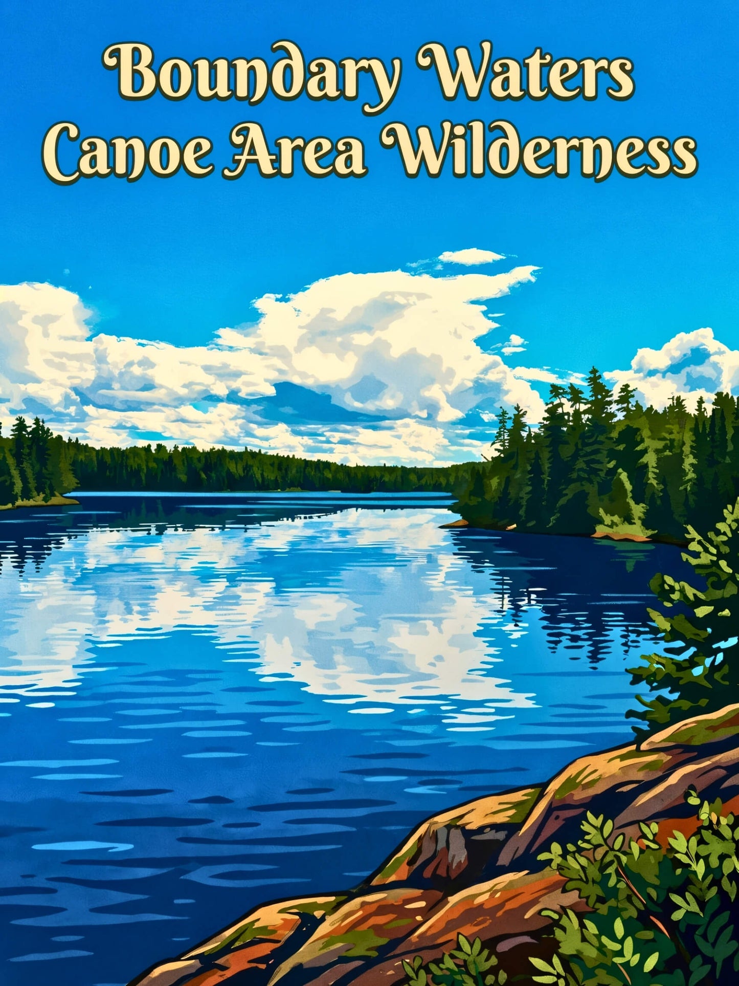 Boundary Waters Canoe Area Wilderness Vintage Travel Poster - Where the Wild Waters Flow