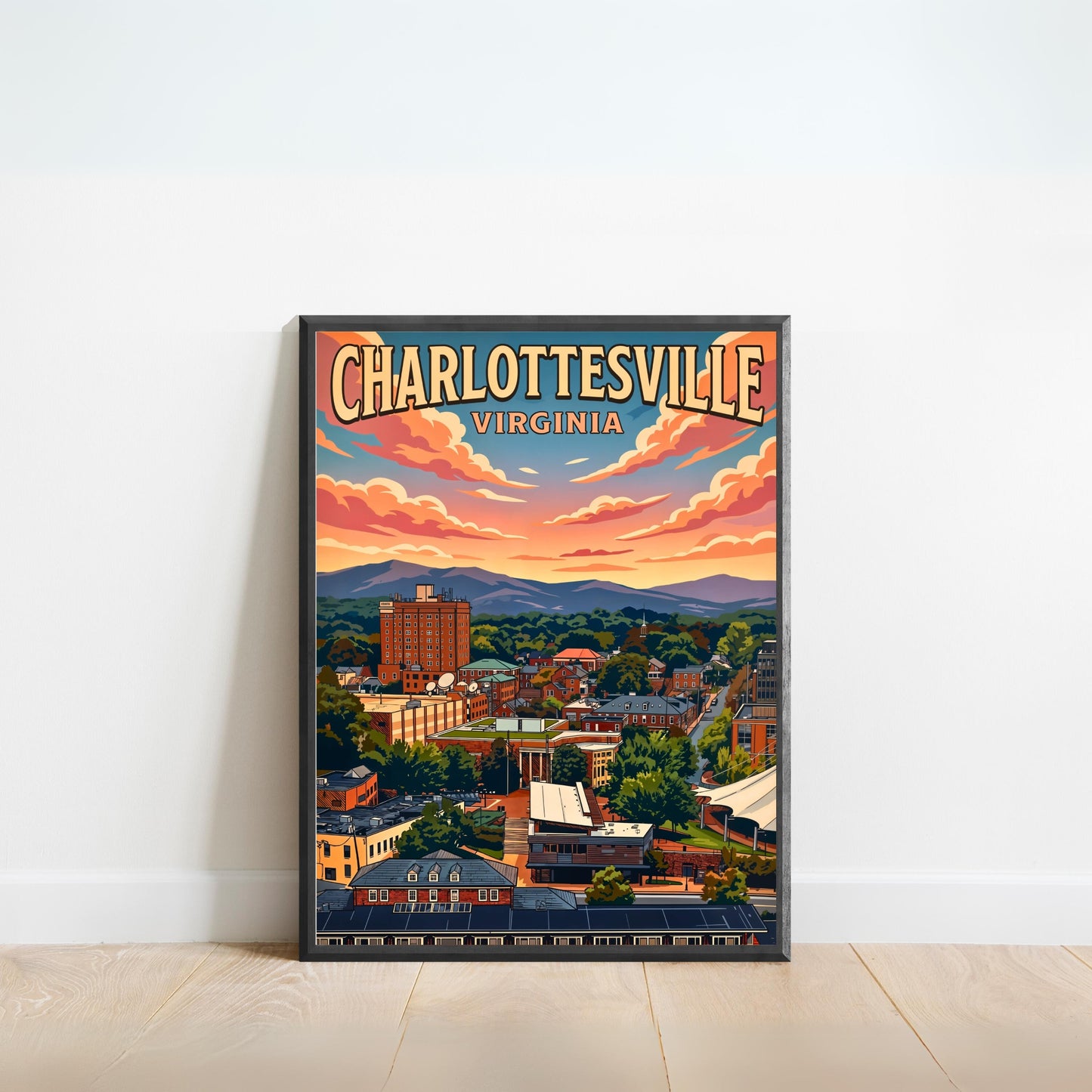 Charlottesville, Virginia Vintage Travel Poster - Heart of Virginia
