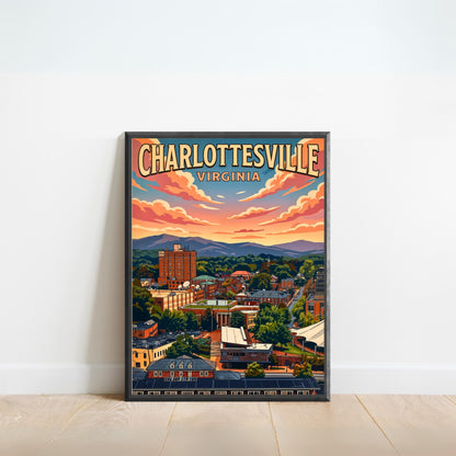 Charlottesville, Virginia Vintage Travel Poster - Heart of Virginia