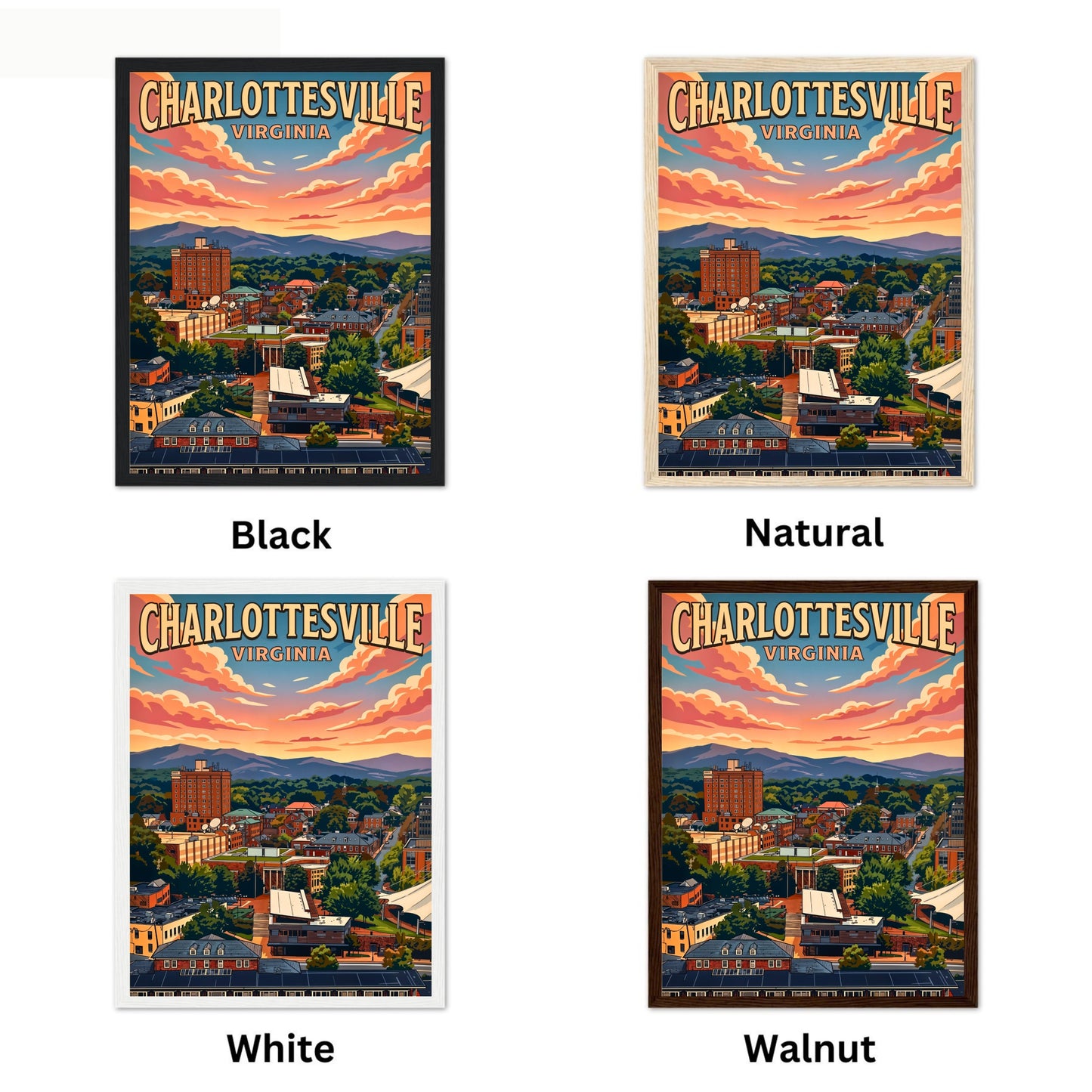 Charlottesville, Virginia Vintage Travel Poster - Heart of Virginia