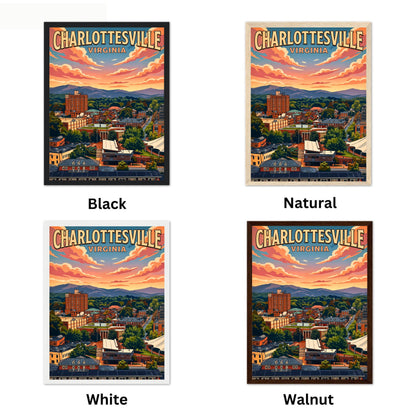 Charlottesville, Virginia Vintage Travel Poster - Heart of Virginia