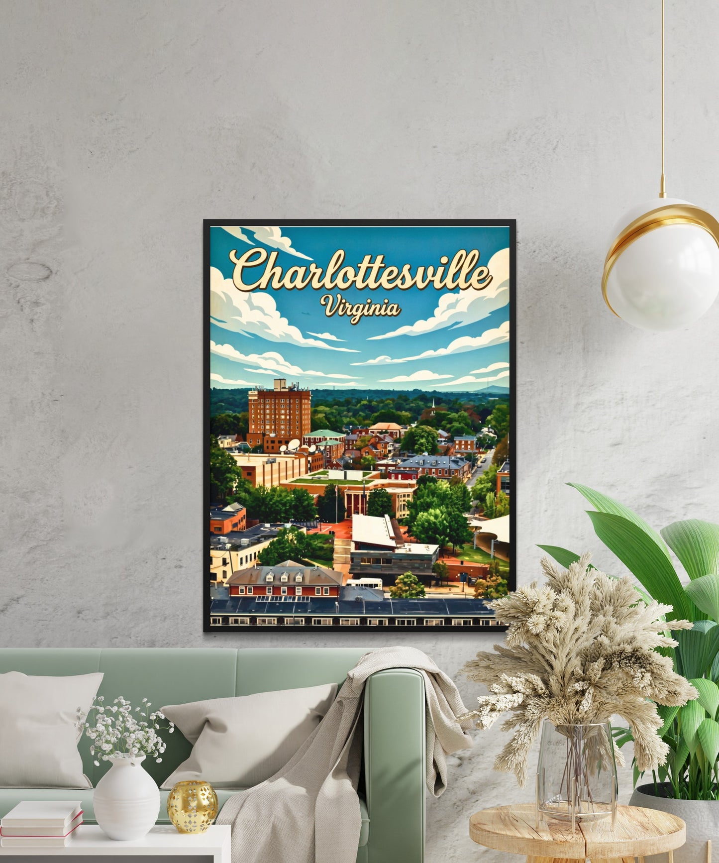 Charlottesville, Virginia Vintage Travel Poster