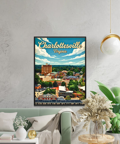 Charlottesville, Virginia Vintage Travel Poster