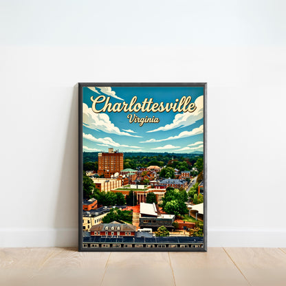Charlottesville, Virginia Vintage Travel Poster
