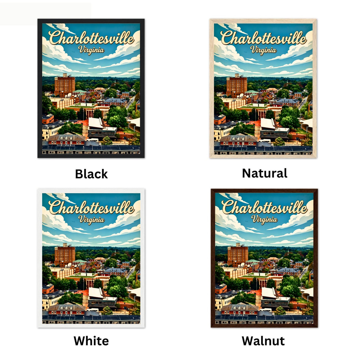 Charlottesville, Virginia Vintage Travel Poster