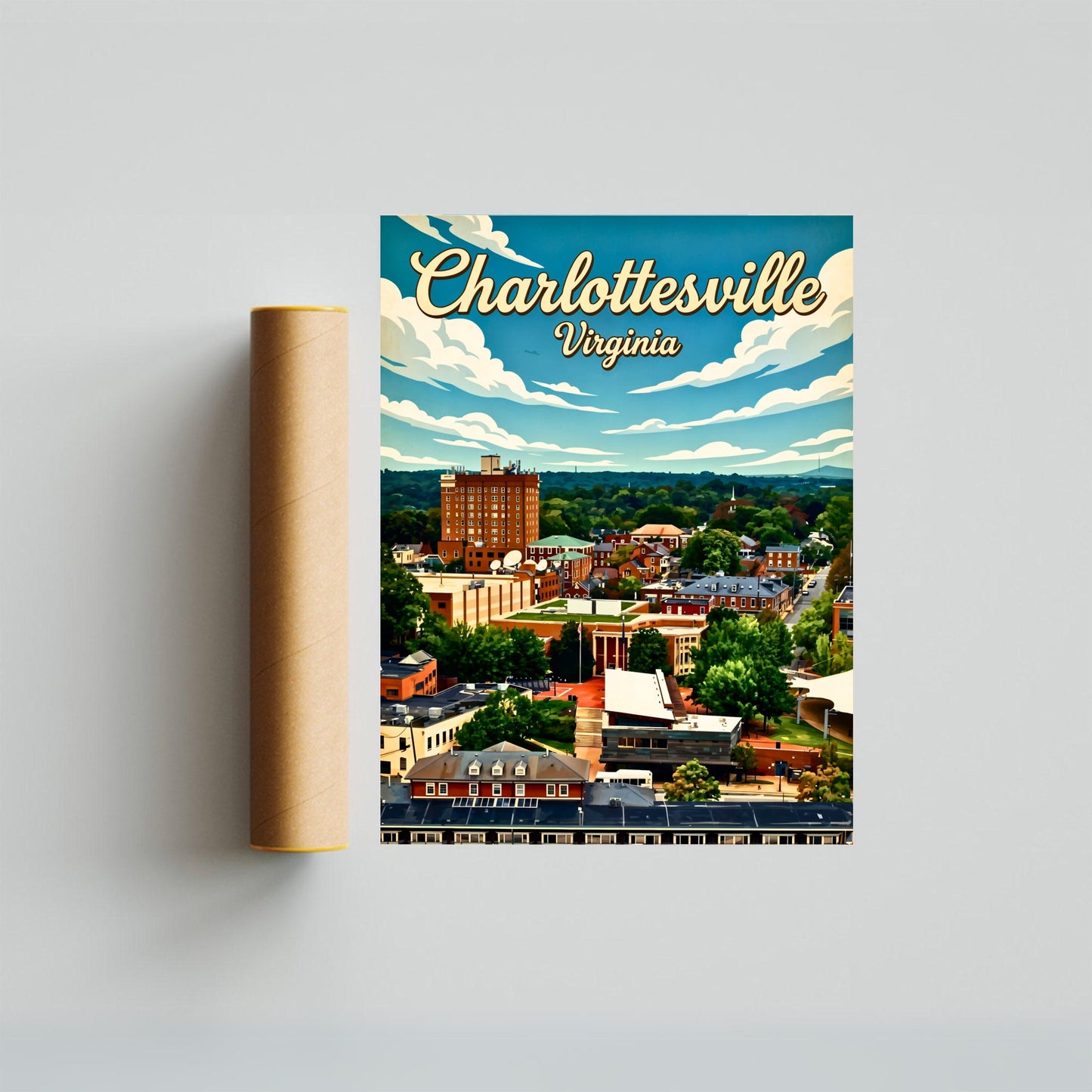 Charlottesville, Virginia Vintage Travel Poster