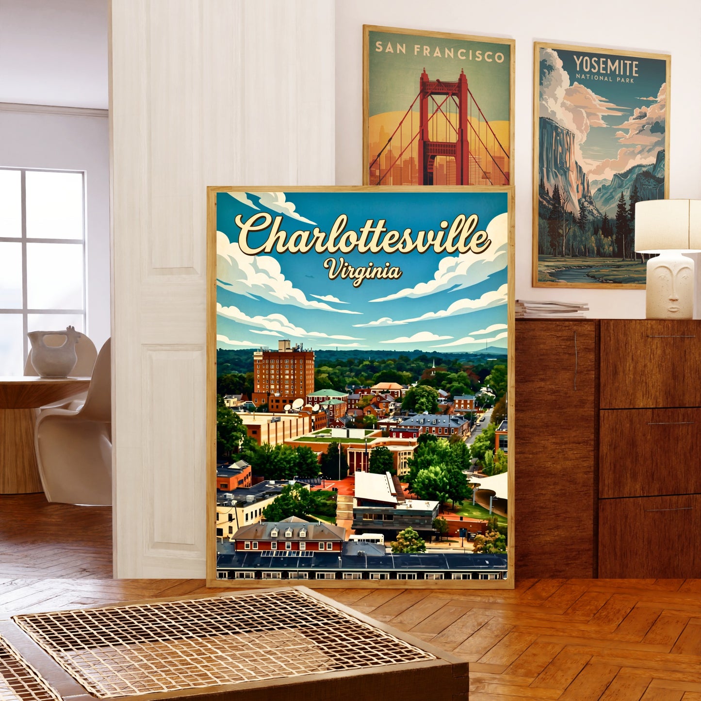 Charlottesville, Virginia Vintage Travel Poster