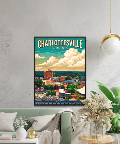Charlottesville Scenic Overlook Vintage Travel Poster