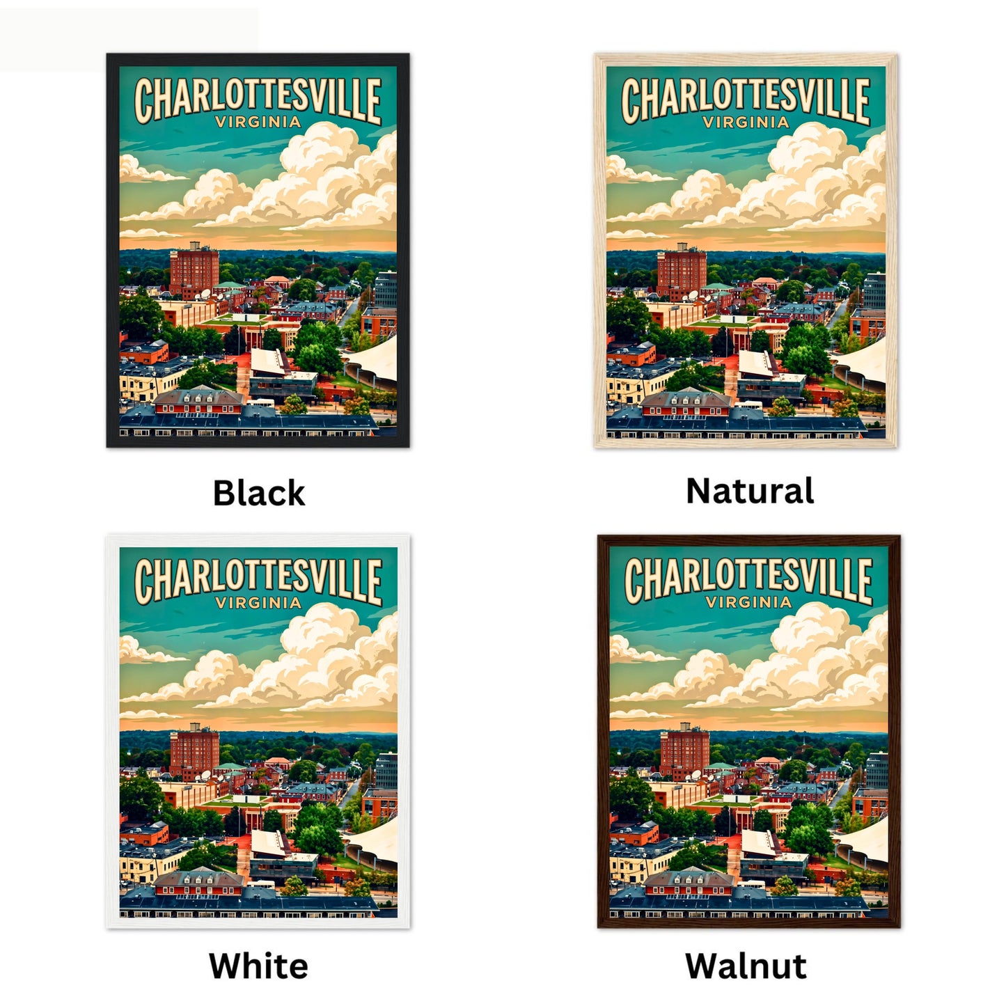 Charlottesville Scenic Overlook Vintage Travel Poster
