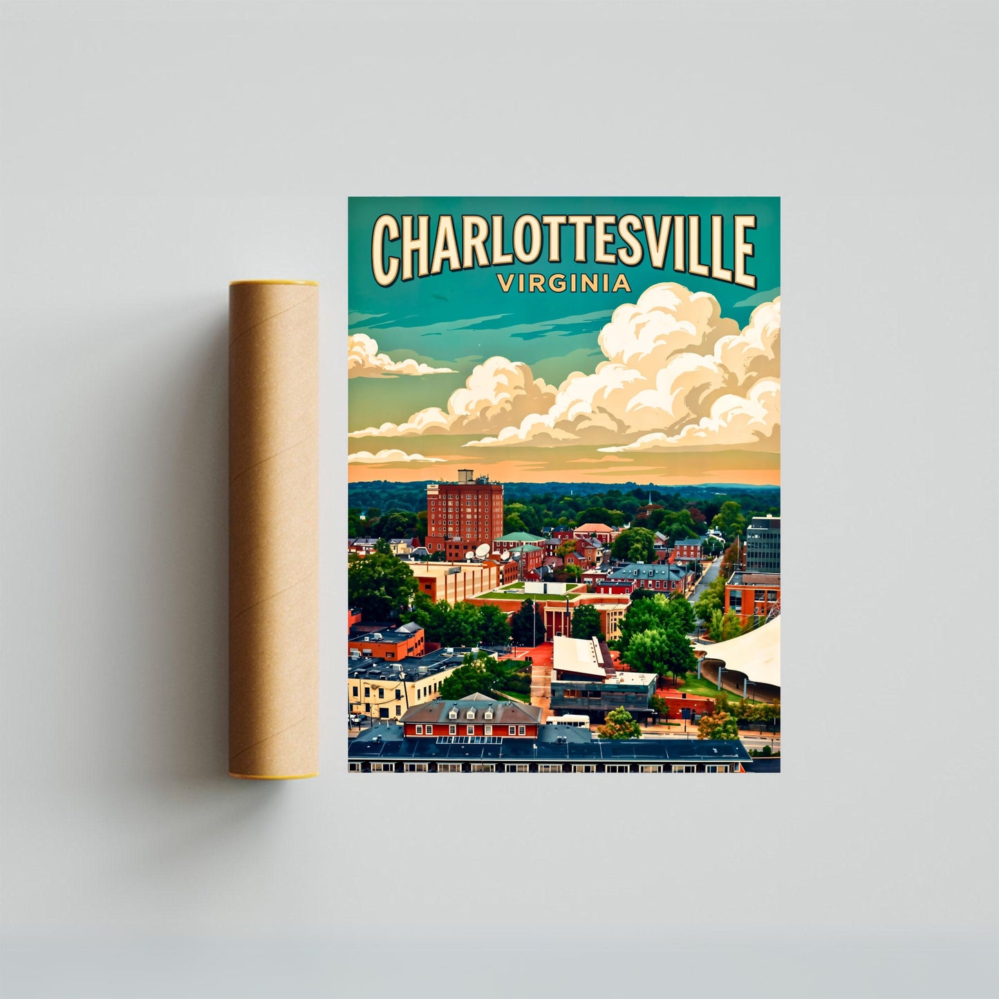 Charlottesville Scenic Overlook Vintage Travel Poster