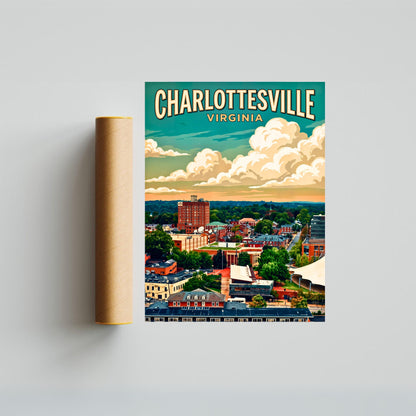 Charlottesville Scenic Overlook Vintage Travel Poster