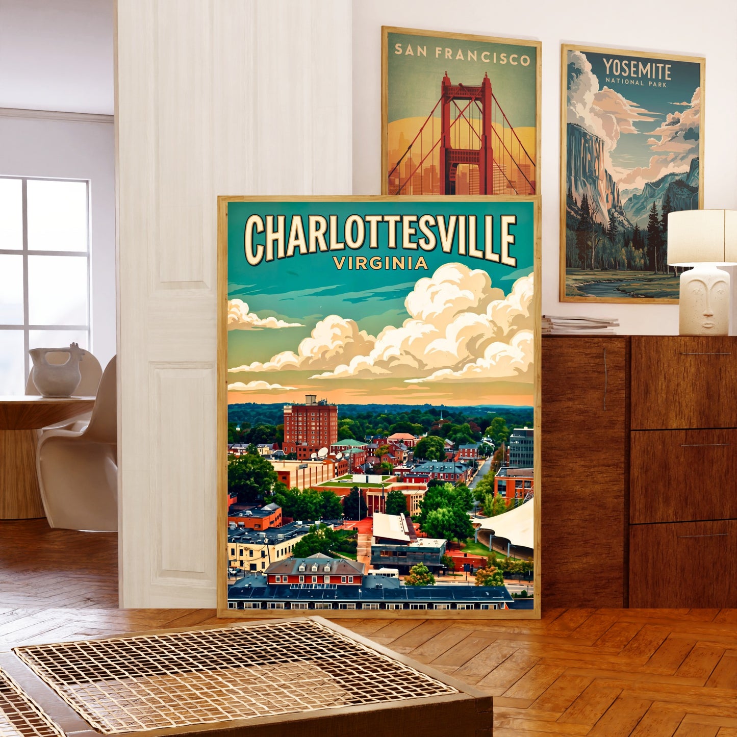 Charlottesville Scenic Overlook Vintage Travel Poster