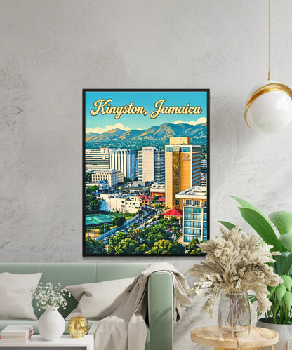 Kingston Vintage Travel Poster - Jamaica Downtown Life