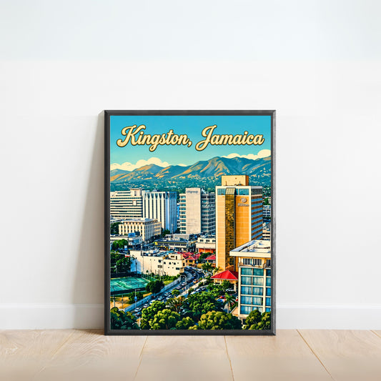 Kingston Vintage Travel Poster - Jamaica Downtown Life