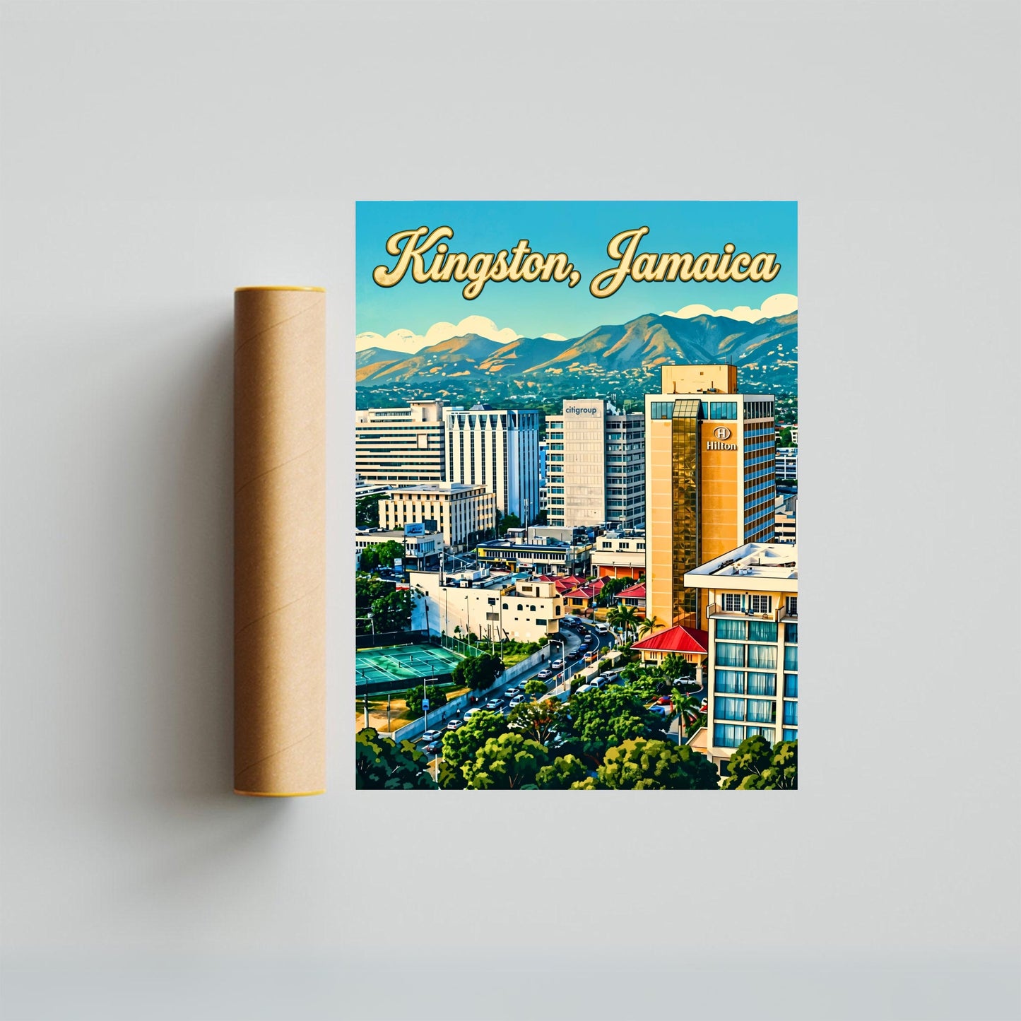 Kingston Vintage Travel Poster - Jamaica Downtown Life