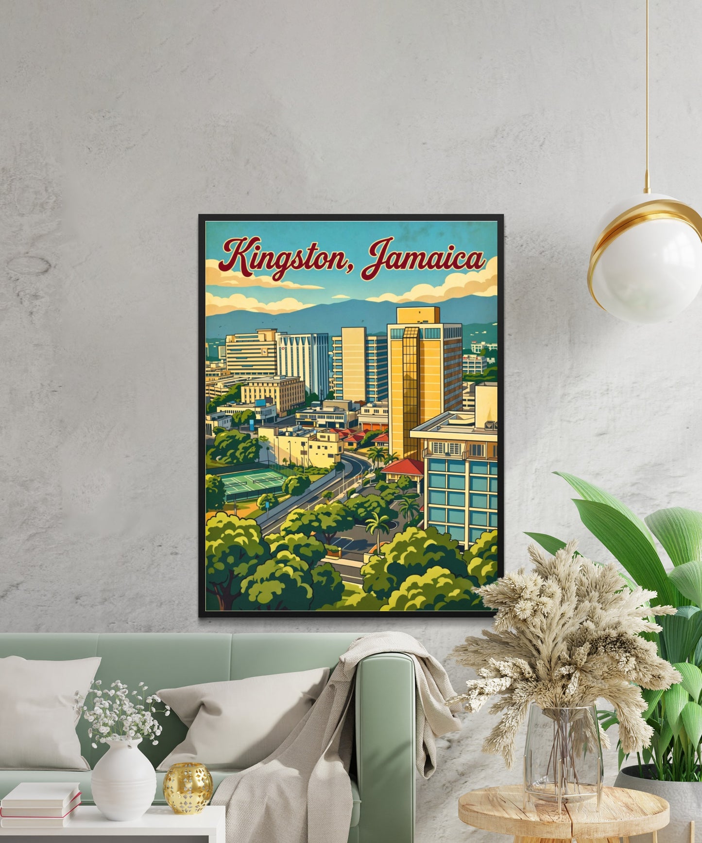 Kingston Vintage Travel Poster - Jamaica City View