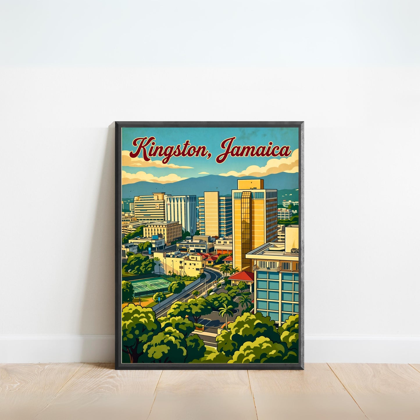 Kingston Vintage Travel Poster - Jamaica City View