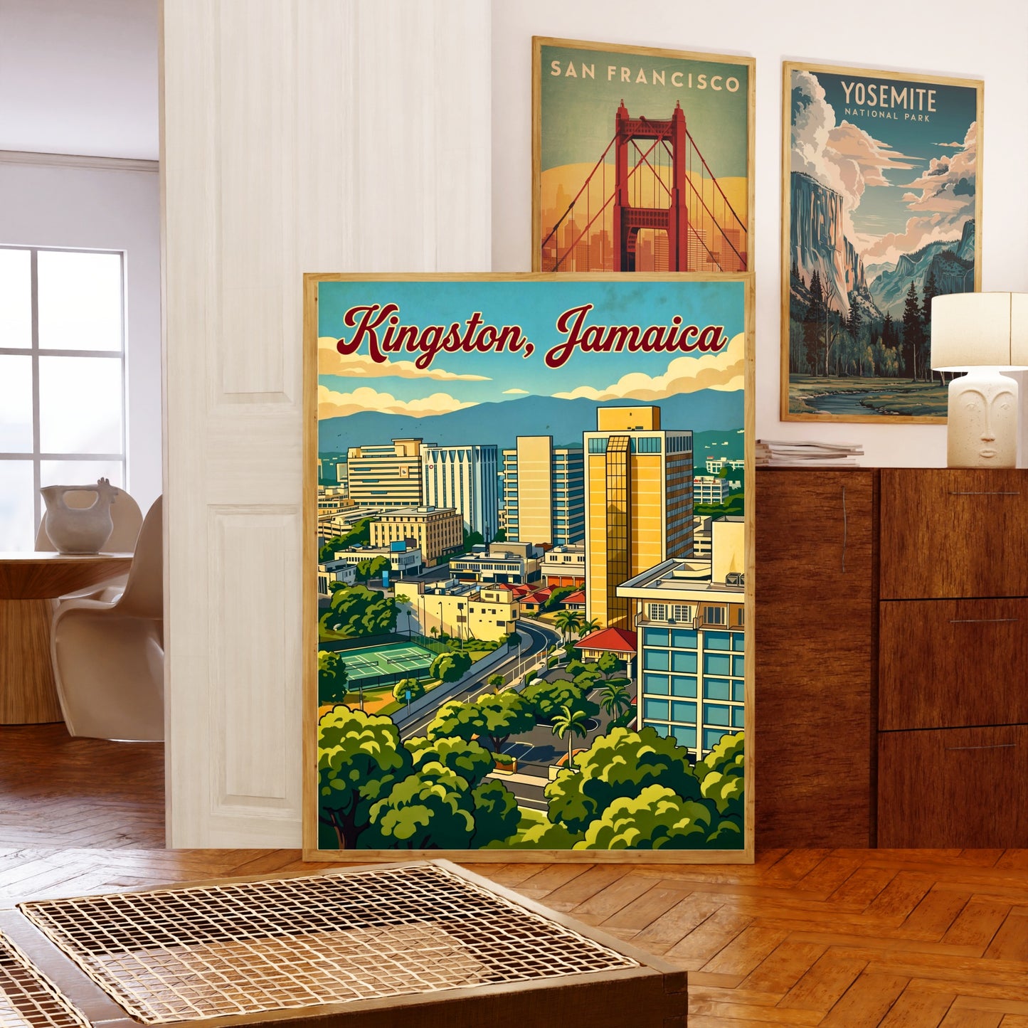 Kingston Vintage Travel Poster - Jamaica City View