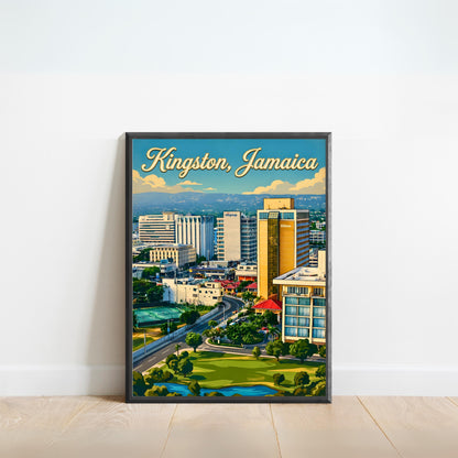 Kingston Jamaica Vintage Travel Poster - City Landscape