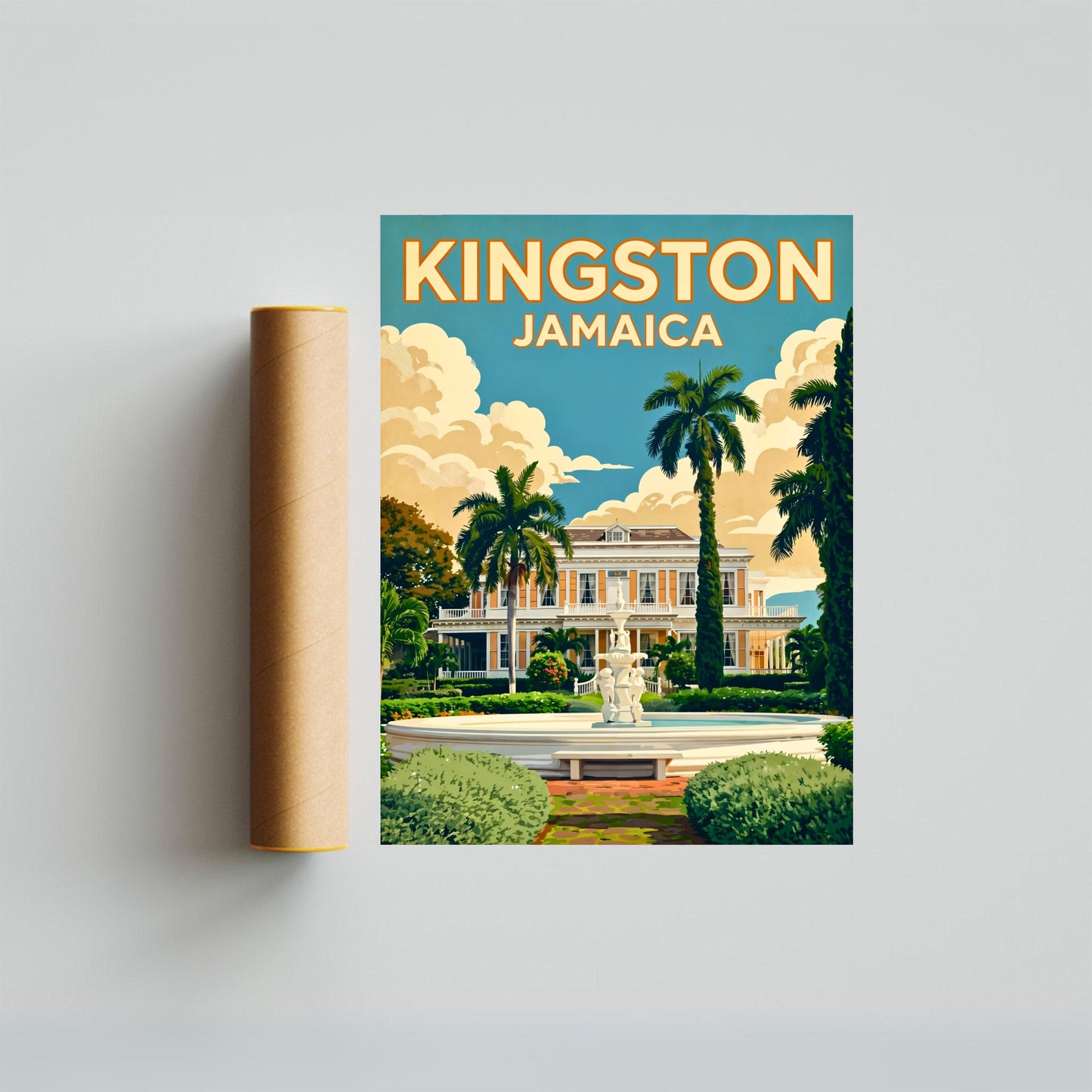 Kingston’s Devon House Landmark Vintage Travel Poster